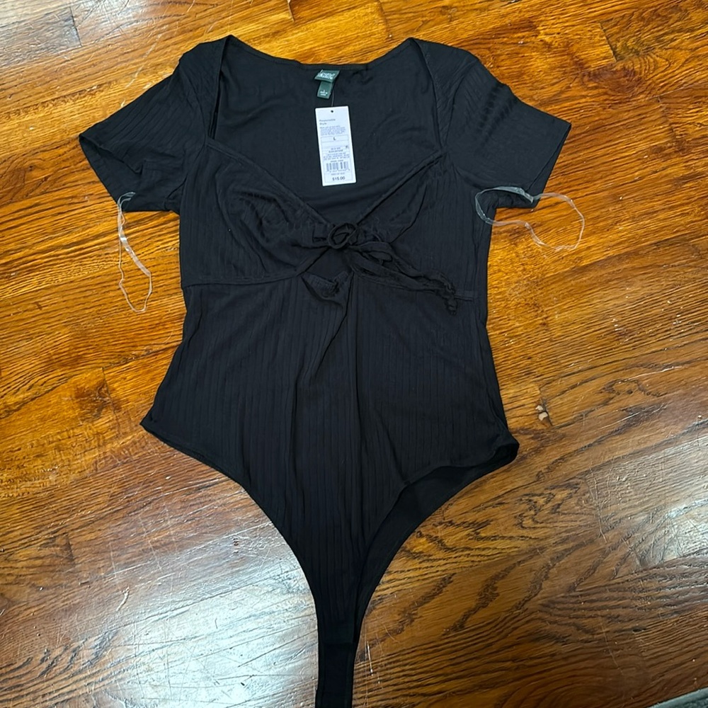 Open tie front body suit